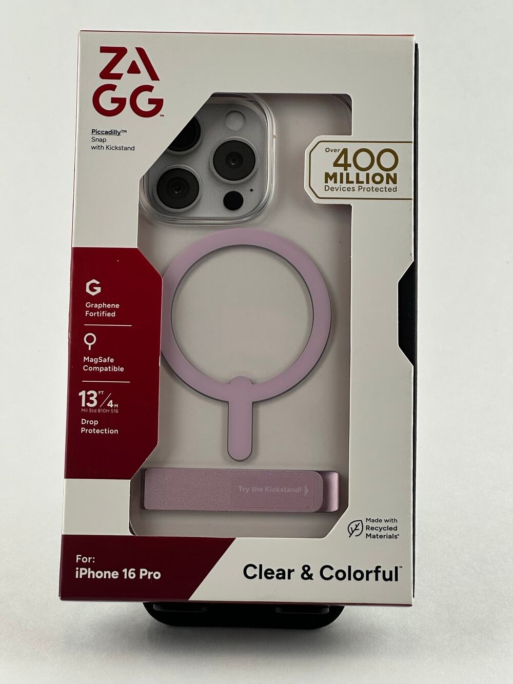 Zagg Piccadilly Snap w/ Kickstand iPhone 16 Pro Clear/Pink Case NWT